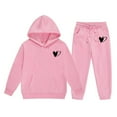 thumbnail image 5 of KAUOD Kids Girls Fleece Jogging Set 2 Piece Cute Heart Cotton Hoodies Sweatpants Outfits Fall Warm Casual Sweatsuits Clothes, 5 of 5