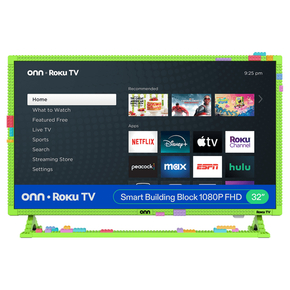 onn 32" 1080P FHD Building Block Smart Roku TV - Green (TVBBGRN36014570)