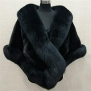 Thickened Warm Solid Color Fluffy Fur Shawl Loose Fit Winter Wedding Bridal Warm Coat