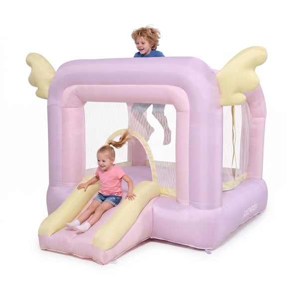 Adnoom Inflatable Bounce House Commercial Kids Bouncy Castle for 2~8 Years, Jump House with Inflatable Slide, Great Birthday Gift for Babies, Toddlers, kids(without blower)