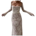 thumbnail image 3 of Jamsmile Women Dress Square Neck Tie Strap Sheer Lace Long Sleeve Maxi Dresses Crochet Shawl Elegant Evening Bodycon Dress, 3 of 9