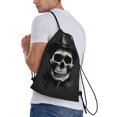 thumbnail image 3 of Drawstring Backpack - Black White Hat Skull Splash Proof Small Drawstring Gym Bag for Women Men, Cinch Sports String Bag Backpack for Travel Swimming Beach, 3 of 8