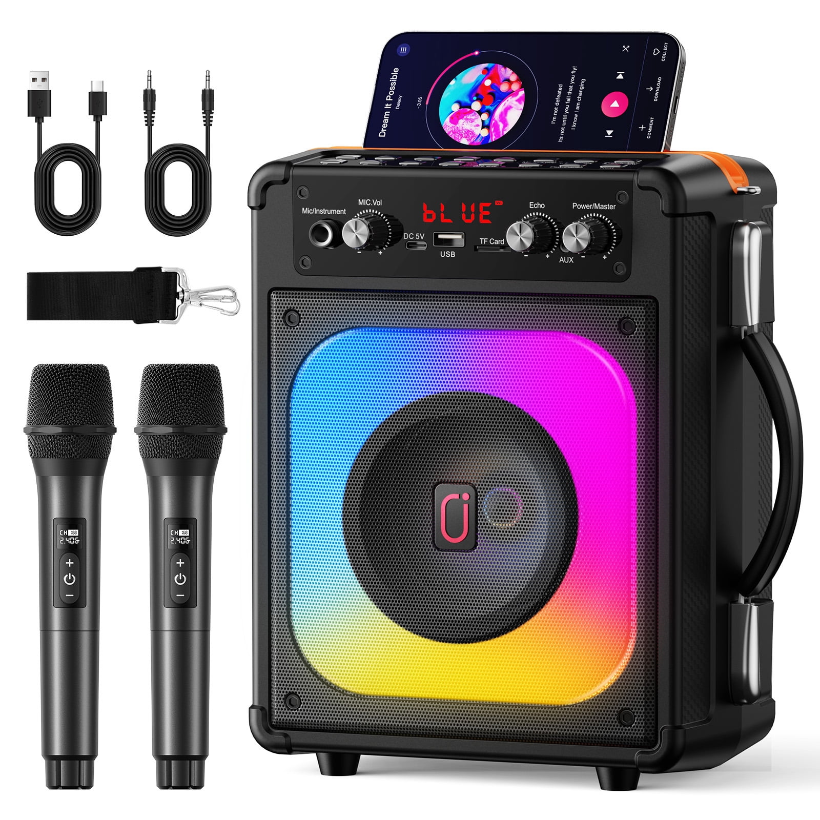 その他 Karaoke Hot Menu! LAV Series 152 JYX Portable Karaoke Machine with 2 Mics, Bluetooth Singing