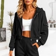 thumbnail image 2 of SNKSDGM Women Ribbed Knit Cropped Zip Up Hoodie, Solid Drawstring Hooded Sweatshirt, Slim Fit Long Sleeve Y2K Sweat Jacket with Side Pockets, 2 of 6