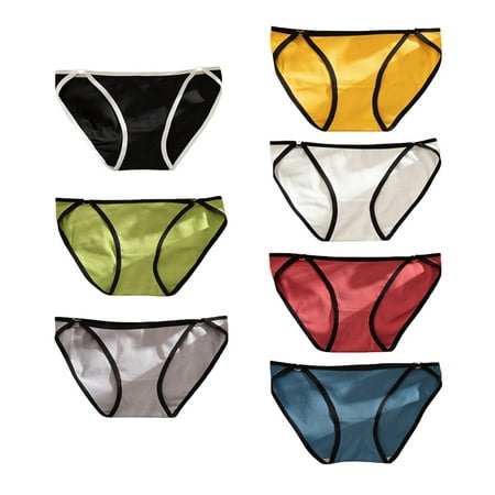 

Monfincee Seamless Underwear for Women Lace Metal Ring Link Bikini Panties High Cut Stretch Sexy Cheeky Hipster 7 Packs M