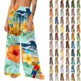 thumbnail image 1 of Pincandy Women Mesh Boho Beach Pants See Through Sheer Swimsuit Bikini Bottom Cover up Party Elastic High Waist Wide Leg Pants, 1 of 7