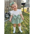 thumbnail image 5 of Lairauiy Newborn Baby Girls Romper Dress 3 6 9 12 Months Short Sleeve Skirt Jumpsuit + Long Socks + Headband Clothes Set, 5 of 9
