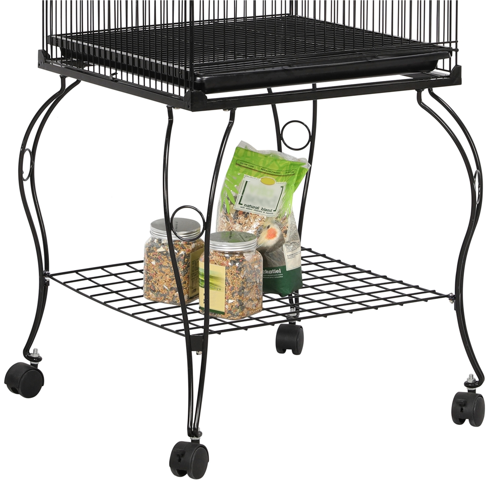 Yaheetech 55.1" Rolling Metal Bird Cage with Stand, Black photo 2