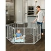 Regalo Plastic 192 inch Super Wide Adjustable Baby Gate and Play Yard, 2-in-1, Includes Hardware Mounts, Gray