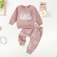 thumbnail image 2 of mgoYE 2Pcs Baby Girl Outfits Daisy Sweatshirt + Pants Infant Fall Winter Clothes(Pink,12-18 Months), 2 of 7