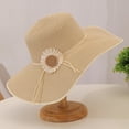 thumbnail image 4 of Clossjun Solid Straw Wide-Brim hat with Daisy Decor, UV-Protective, Lightweight for Trips., 4 of 7