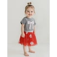 thumbnail image 5 of BemeyourBBs Kids Toddler Baby Girl Baseball Outfit Infant Baby Girls Summer Clothes Cute Bowknot Embroidery Short Sleeve T Shirt Tops Tulle Tutu Skirt Set 2Pcs Toddler Baby Girl Summer Outfit, 5 of 9