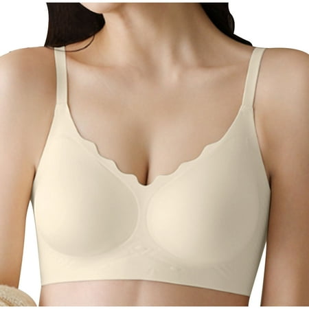 Cavosen Bras for Women No Underwire Ice Silk Seamless Everyday Bras No Wire Push up Gathered Together Support Solid Bralette Padded Fixed Cup Comfortable Breathable Underwear