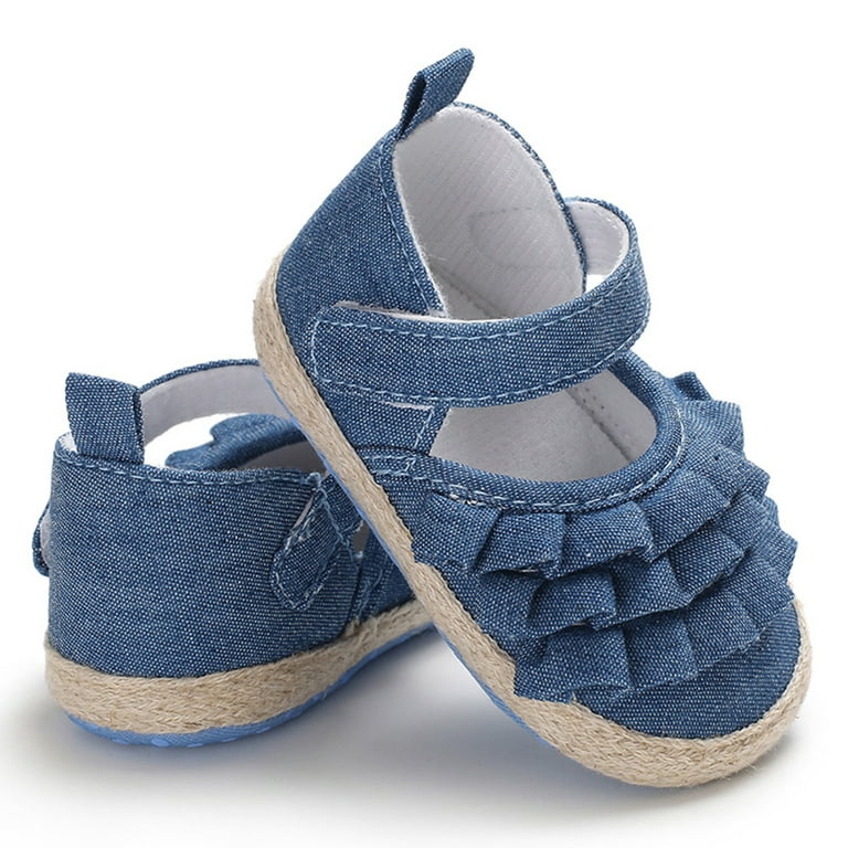 Lace and Denim Bow Sandals for Baby Girls