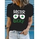 thumbnail image 1 of Playera estampada para mujer, divertida e inspiradora, novedosa, informal, de manga cortaSt. Patrick'S Day Stylish Glasses Printed Short-Sleeve T-Shirt - 312Father's Day, Mother's Day, New Camisetas, 1 of 8