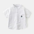 thumbnail image 2 of TEAJOPSUU Boys Girls Hawaiian Button Down Shirts Kids Short Sleeve Cute Printed T Shirts Summer Loose Casual Stand Collar Shirt 2-10 Years C-White, 2 of 3