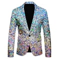 thumbnail image 4 of oqasdz Carnival Blazer for Men Glitter Print Jacket for Stage Performance Stylish Shiny Casual Lightweight Sport Coat Party Business Formal, 4 of 4