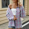 thumbnail image 6 of Holiday Gifts Horkkom Women's Button Flannel Shirts Plaid Shacket Long Sleeve Collared Long Jacket Coats, Gifts for Women, 6 of 8