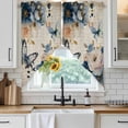 thumbnail image 6 of Vintage Blue Floral Swag Curtains for Kitchen/Bedroom/Living Room, Butterflies Watercolor Flower Tan Scalloped Curtains 63 Inch Long, Window Swag Topper Curtains Valances 2 Panels Set 36"x63", 6 of 8