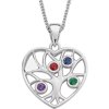 Personalized Planet Family Birthstone Sterling Silver Heart Pendant