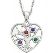 Personalized Planet Family Birthstone Sterling Silver Heart Pendant