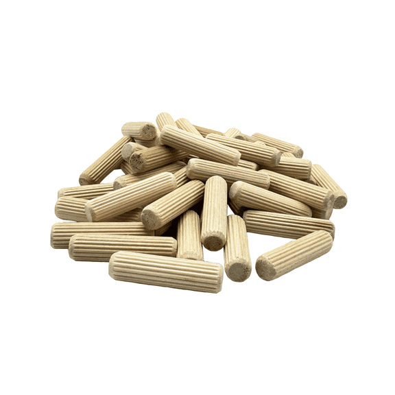 Rhino Wood Industrie: 1/2" x 2" - 100 Pack Wooden Dowel Pins - Kiln Dried, Fluted, and Beveled