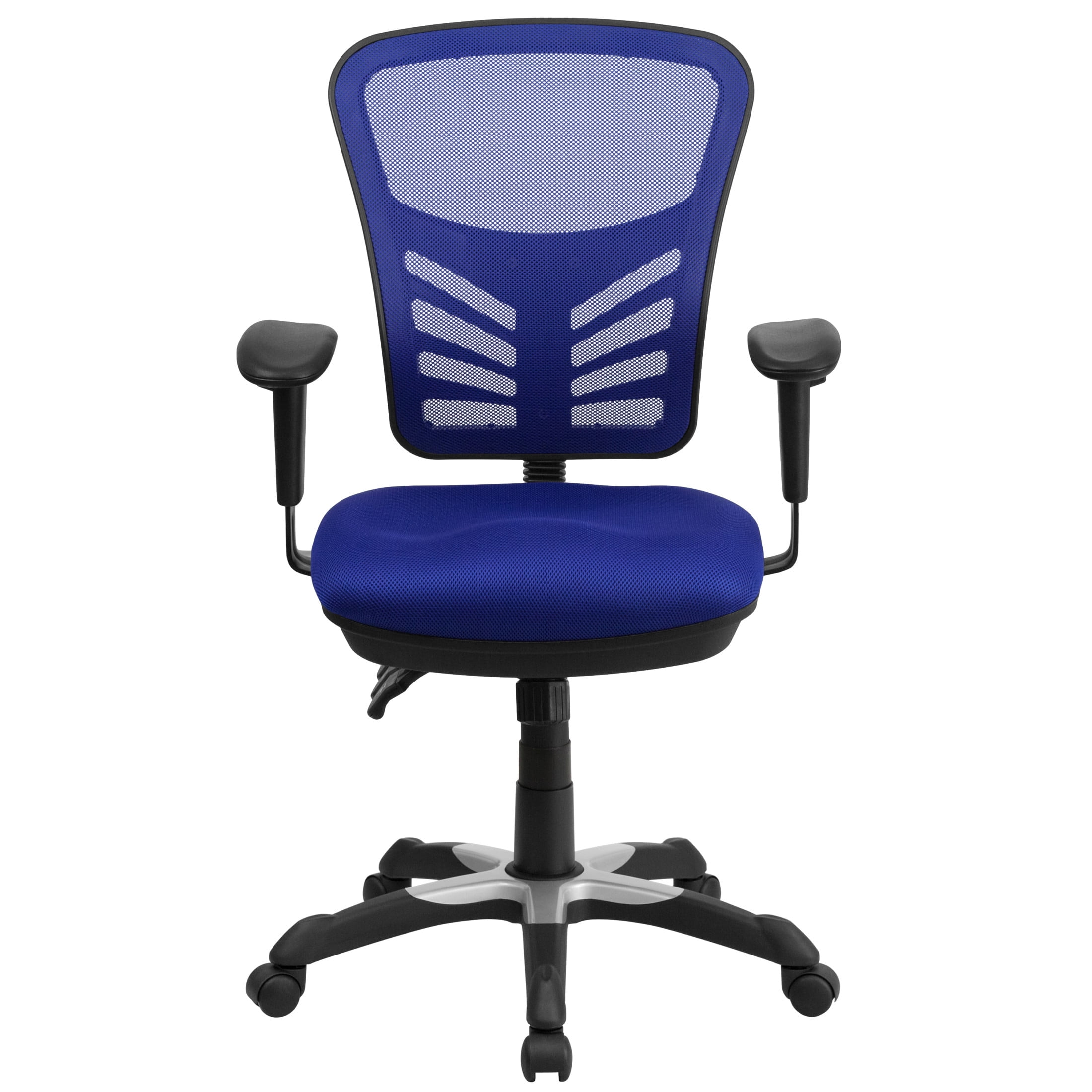 Emma + Oliver Mid-Back Blue Mesh Multifunction Ergonomic Office Chair with Adjustable Arms