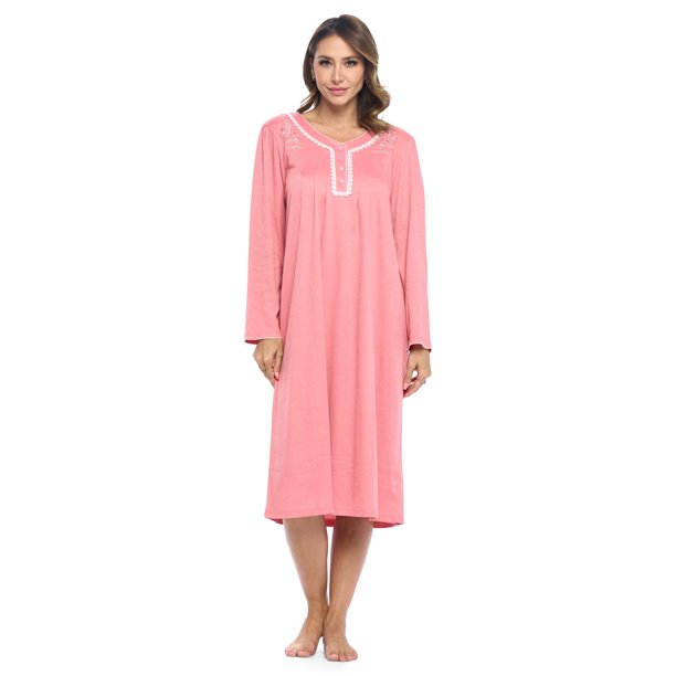 Casual Nights Women's Long Knitted & Lace Henley Nightgown