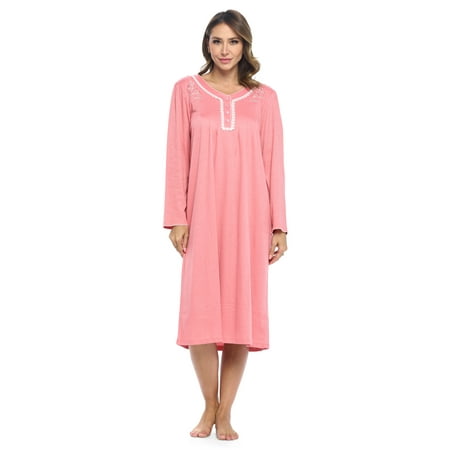 

Casual Nights Women s Long Knitted & Lace Henley Nightgown