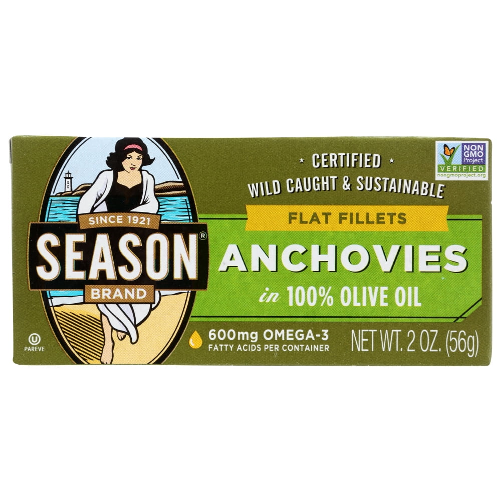 Season Flat Anchovies In Olive Oil, 2 Oz