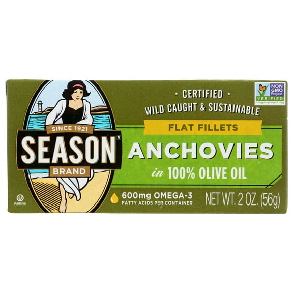 Season Flat Anchovies In Olive Oil, 2 Oz