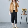 thumbnail image 6 of Fall Spring Suit Coat Turn-down Collar Loose Long Sleeves Pure Color Double Buttons Cardigan Casual Daily Wear Jacket, 6 of 8