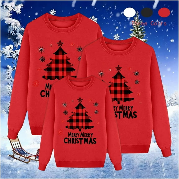 breaise Matching Family Christmas Sweatshirt Ugly Holiday Graphic Pullover Long Sleeve Crewneck Sweatshirt Casual