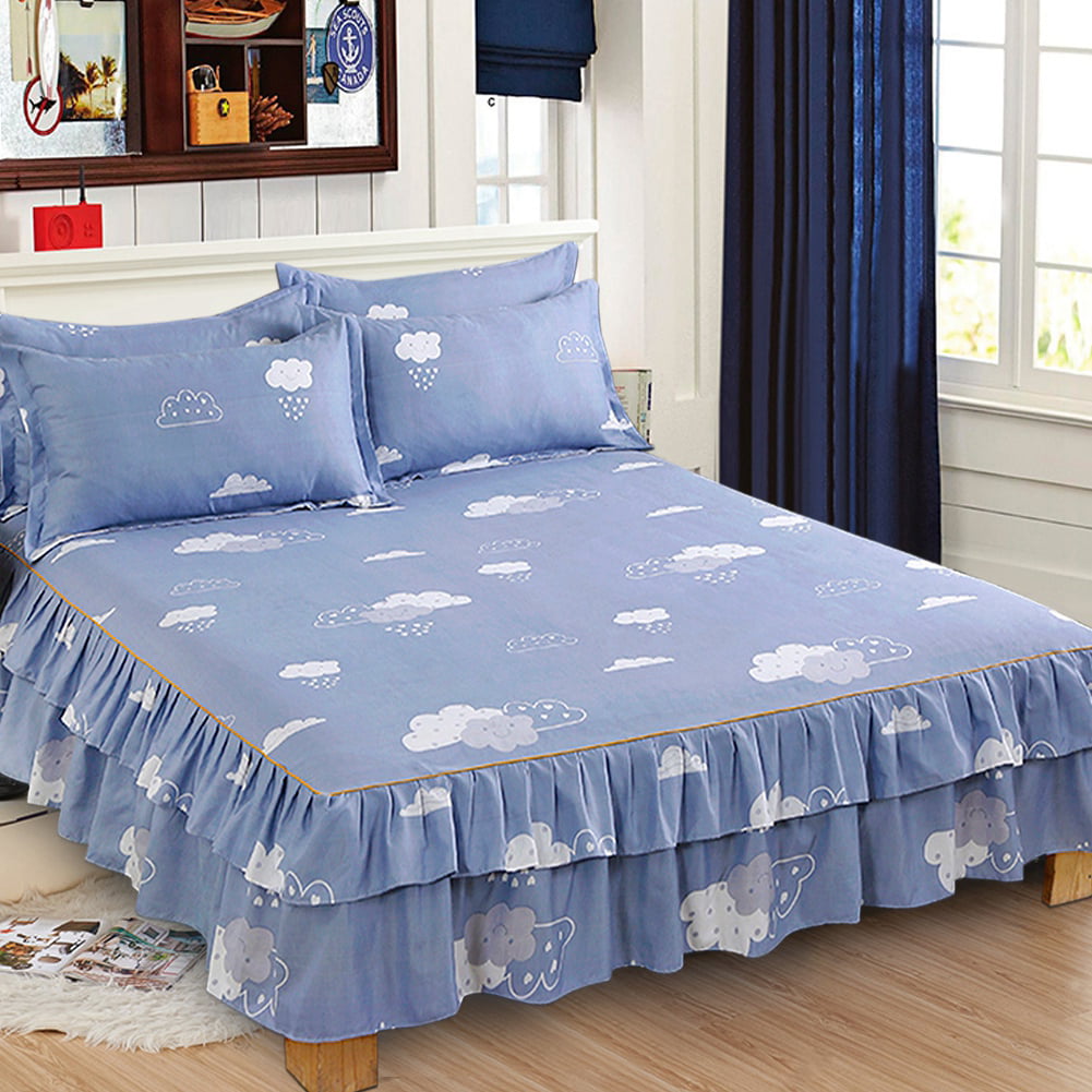 Bedspread Coverlet Sets,3pcs/Set Ruffle-Pleated Breathable Bedding Set with Bed Skirt Sheet Pillow Cases for Bedroom #1