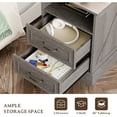 thumbnail image 4 of FANRAL 2 Drawers Dresser for Bedroom,Farmhouse Nightstand with Charging Station & Open Shelf,24" Wide Wooden Chest of Drawers,Rustic Storage Cabinet,Dark Gray Dresser, 4 of 6