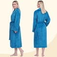 thumbnail image 4 of PAVILIA Teal Blue Women Robe Fleece Plush Soft, Fluffy Fuzzy Cozy Warm Lightweight Bathrobe, Shower Spa House Long Robe for Women, 2XL/3XL, 4 of 9