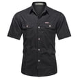 thumbnail image 2 of Migroa Mens Short Sleeve Button Down Shirts Work Casual Button up Relaxed Fit Summer Shirt with Two Pockets Black L, 2 of 4