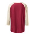 thumbnail image 7 of Tittly T Shirts for Women Tshirts Shirts Women Long Sleeve Round Neck Top Solid Color Color Matching Fashion Sleeves Casual T Shirt Summer Tops Basic Tees Wine M, 7 of 7