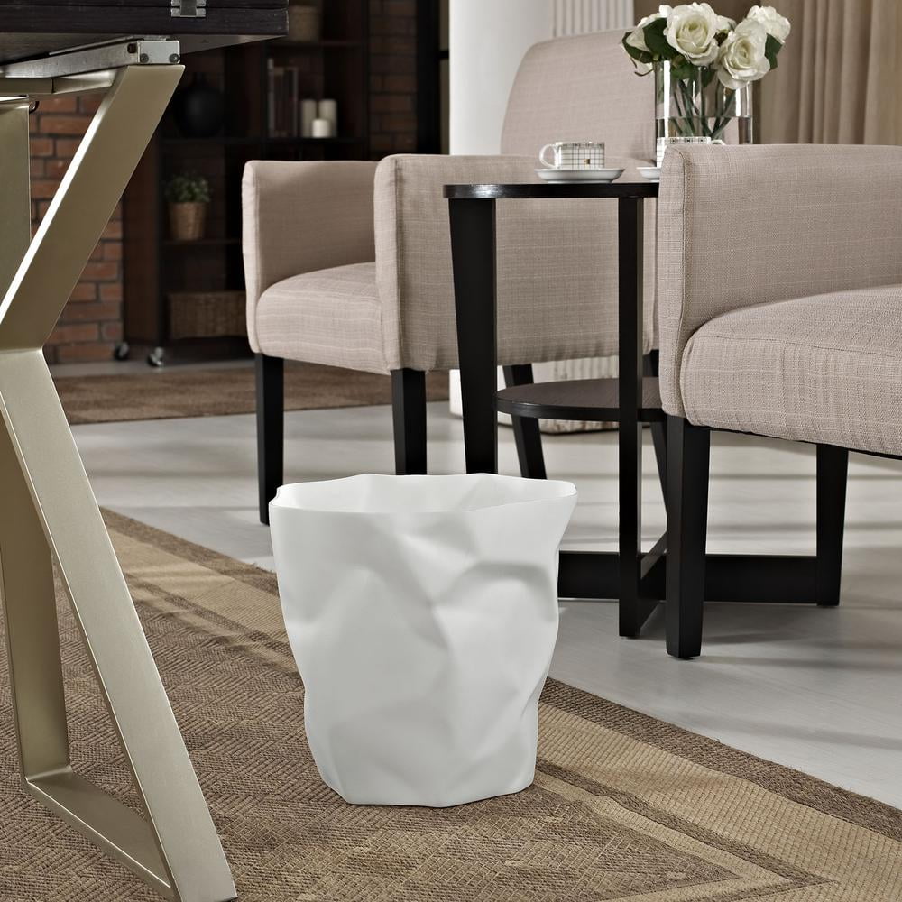 Modway Lava Modern Durable Plastic Trash Bin in White Finish