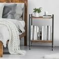 thumbnail image 6 of Vinyl Record Player Stand Table w/Wheel Storage Shelf Small End Table Book Shelf, 6 of 7