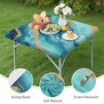 thumbnail image 4 of Teal Marble Gold Wave Pattern Square Fitted Tablecloth with Elastic Edge,Square Table Cover,Washable Elastic Table Cover for Home Kitchen Party Decor 34"x34", 4 of 6