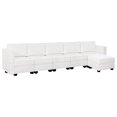 thumbnail image 5 of Naomi Home Sarah Contemporary DIY Sofa Collection-Color:White,Fabric:Air Leather,Style:5 Piece Modular Sectional with ottoman, 5 of 11