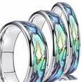 thumbnail image 3 of Tungsten Couple Rings Polished Curved Band with Shell Inlay, 3 of 7