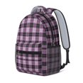 thumbnail image 2 of Purple and Black Checkered Pattern Backpack for School, Cute School Bag with Adjustable Shoulder Straps and Padded Back, 15.3"x11"x6.7", 2 of 5