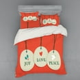 thumbnail image 1 of Ambesonne Christmas Bedding Set 4 Pcs, Joy Love and Peace, Queen, Vermilion Cream, 1 of 3
