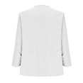 thumbnail image 5 of XPMWRP Women's Solid Color Casual Lightweight Jackets Ruched 3/4 Sleeve Open Front Work Office Blazer Suit Lapel Coat White L, 5 of 9