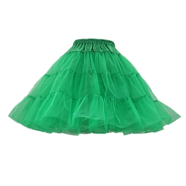 NECHOLOGY Women's Candy Color Multicolor Half Body Puff Petticoat Skirt, Green, Size M