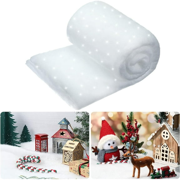 Christmas Snow Blanket Roll Glittering White Fluffy Fake Snow Decor Snowy Artificial Snow Carpet Decorative for Winter Party Christmas (1 Pack,