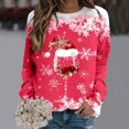 thumbnail image 2 of WEAIXIMIUNG Robe Chandail en Molleton Grande Taille Femmes Mode Automne et Hiver Loisirs Vacances Rouge Flocon de Neige Imprimé de Noël Col Rond Manches Longues Sweat à Capuche, 2 of 4