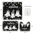 thumbnail image 2 of Halloween Cute Ghosts Bathroom Set with Shower Curtain sets and Rugs and Accessories Orange Pumpkin Skull Candlelight Flower Shower Curtain Set Bathroom Decor 3 Pcs, 2 of 7